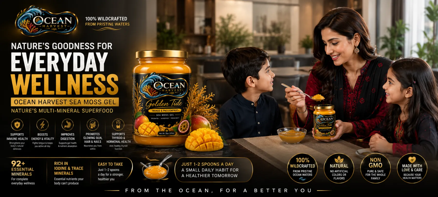 A family enjoying Ocean Harvest sea moss gel together